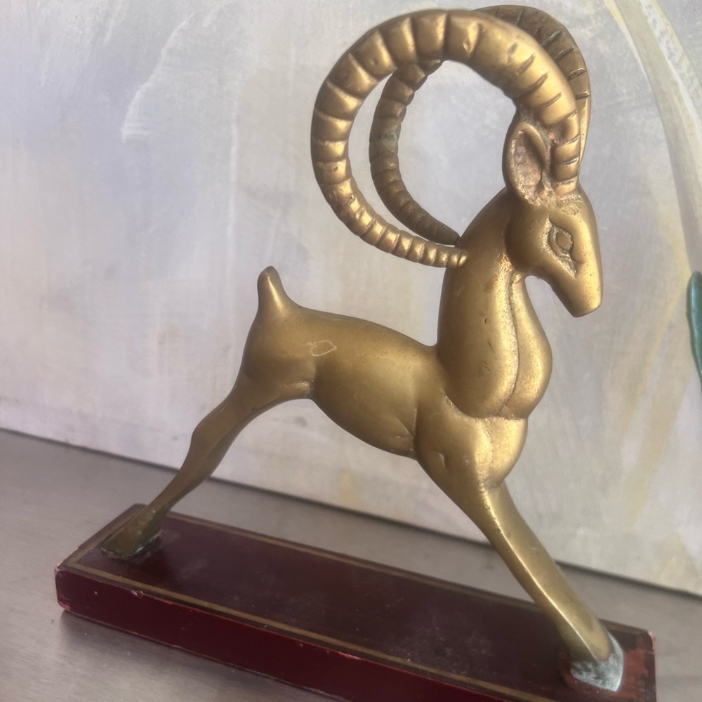 French vintage deco brass ram